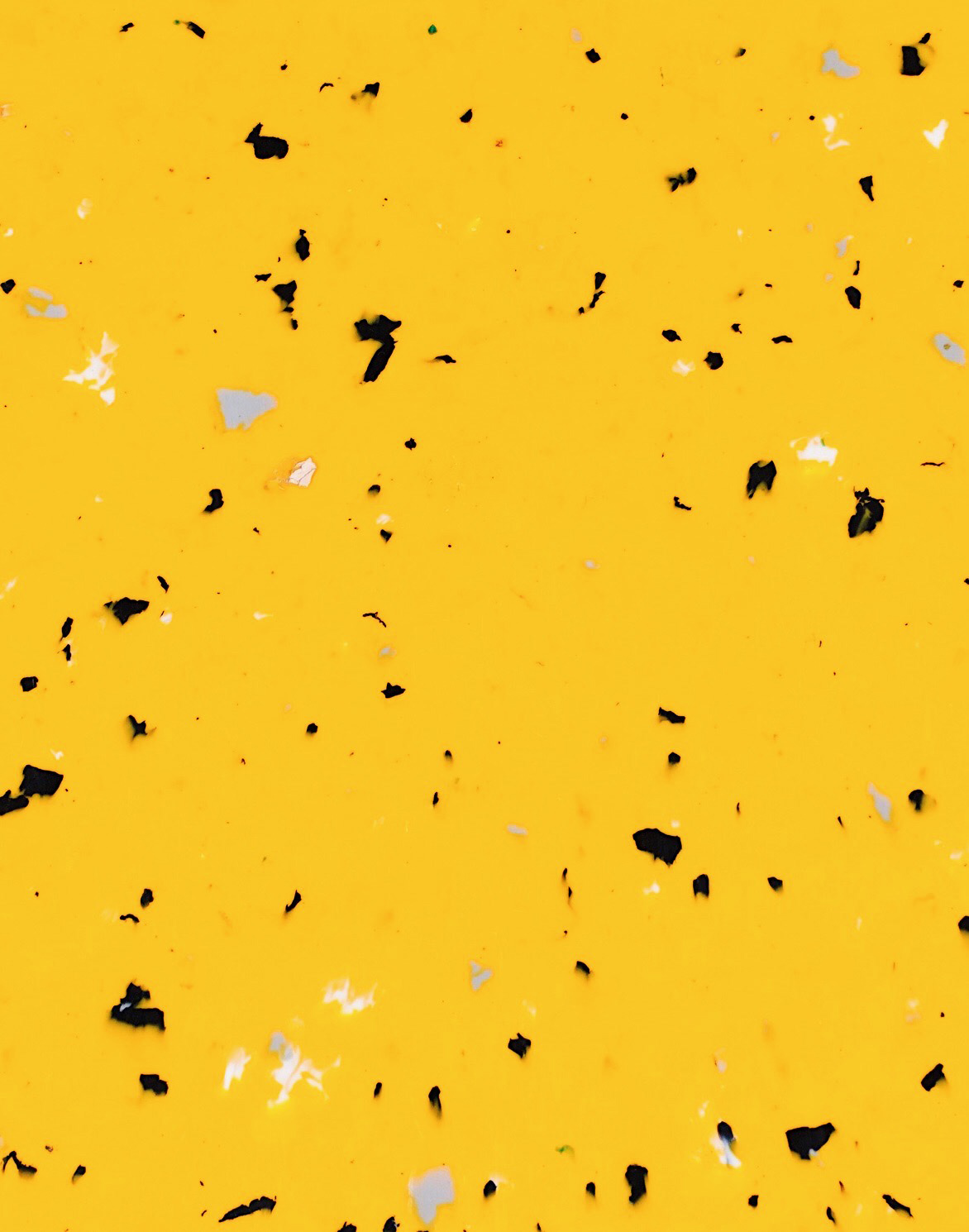 granité jaune avec morceaux noirs en moyenne quantité, quelques gris et quelques blancs