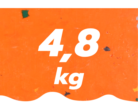 4.8kg sont exportés à l'étranger, forme de vague sur panneau orange.  